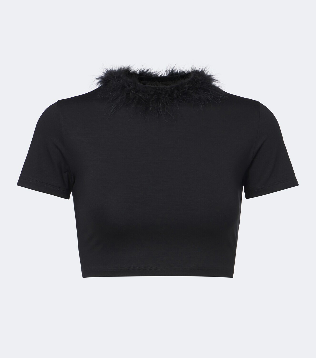 Gucci Feather-trimmed jersey crop top
