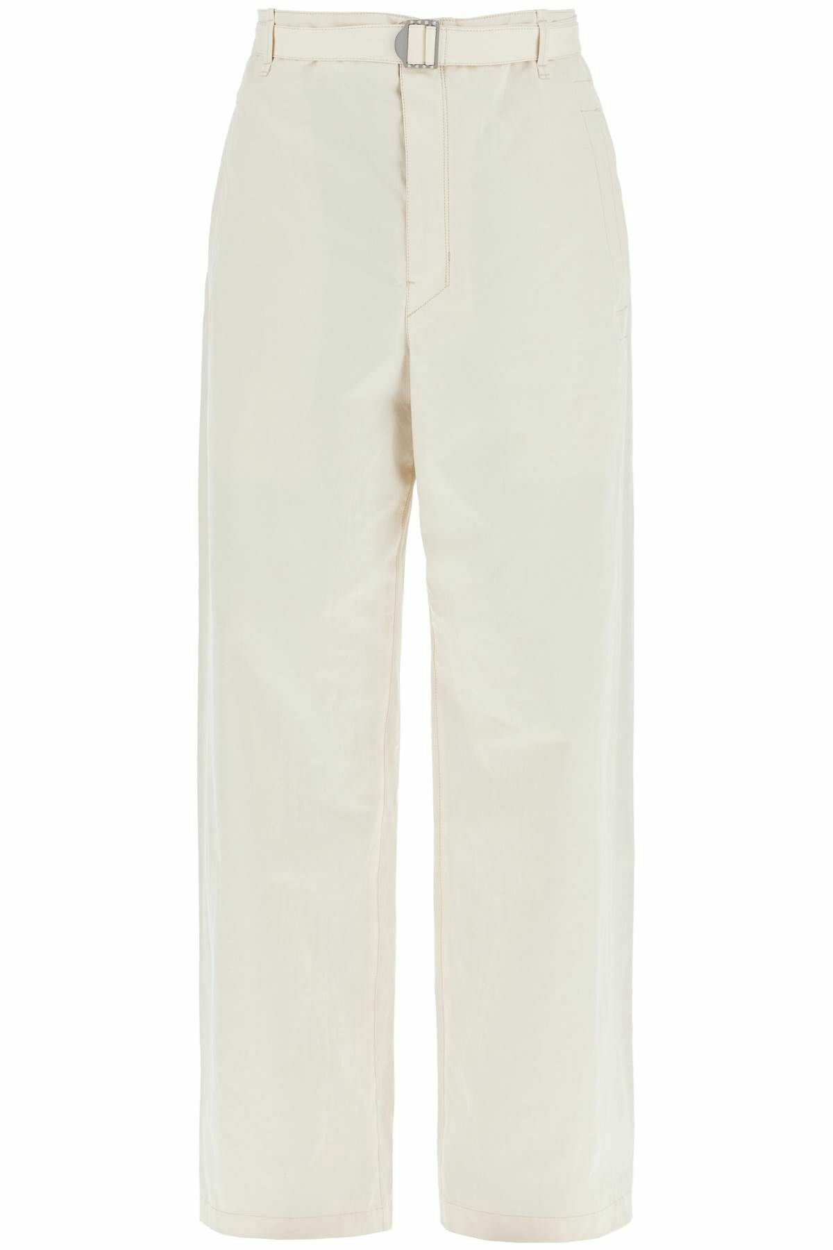 LEMAIRE straight-cut pants with belt White Lemaire