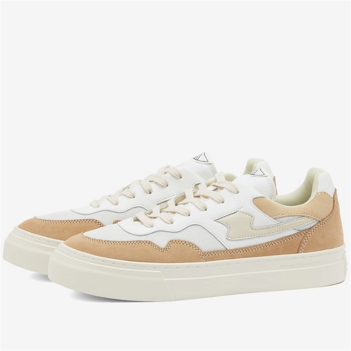 Photo: Stepney Workers Club Men's Pearl S-Strike Suede Mix Sneakers in White/Earth