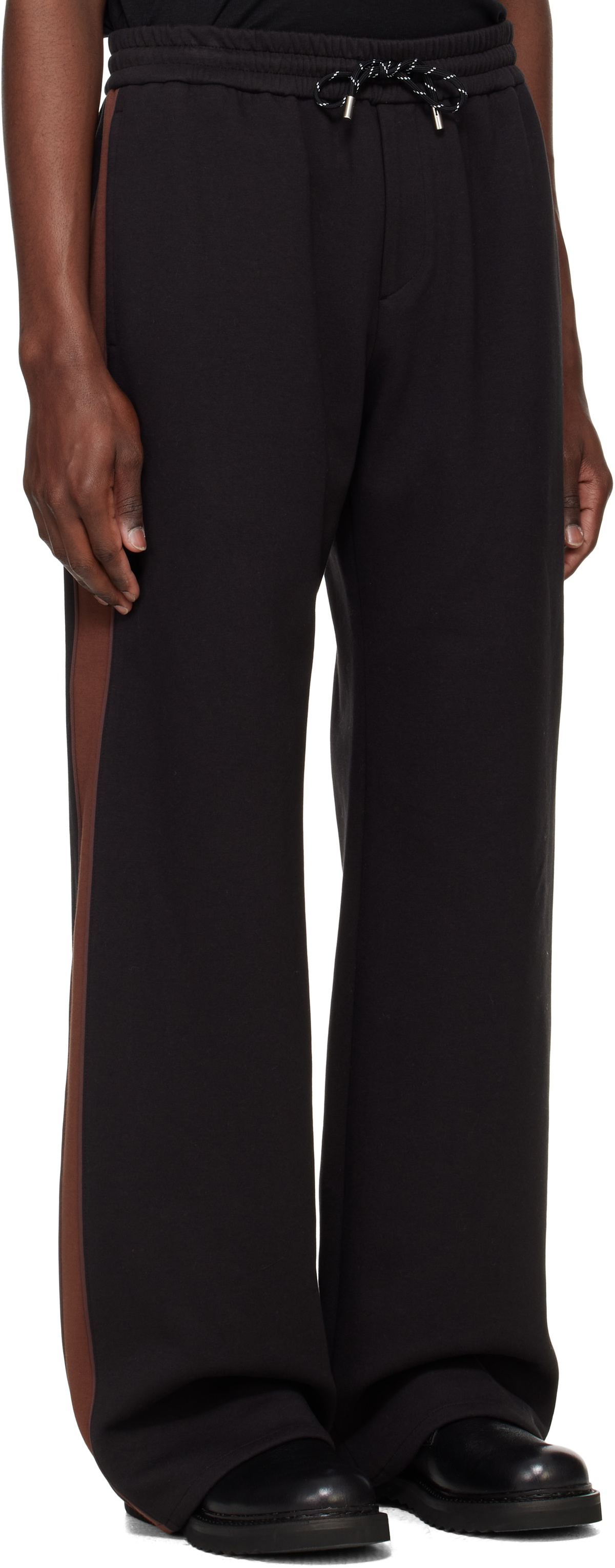 System Black Piping Detail Track Pants