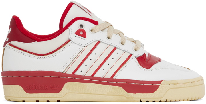 Photo: adidas Originals White & Red Rivalry Low 86 Sneakers