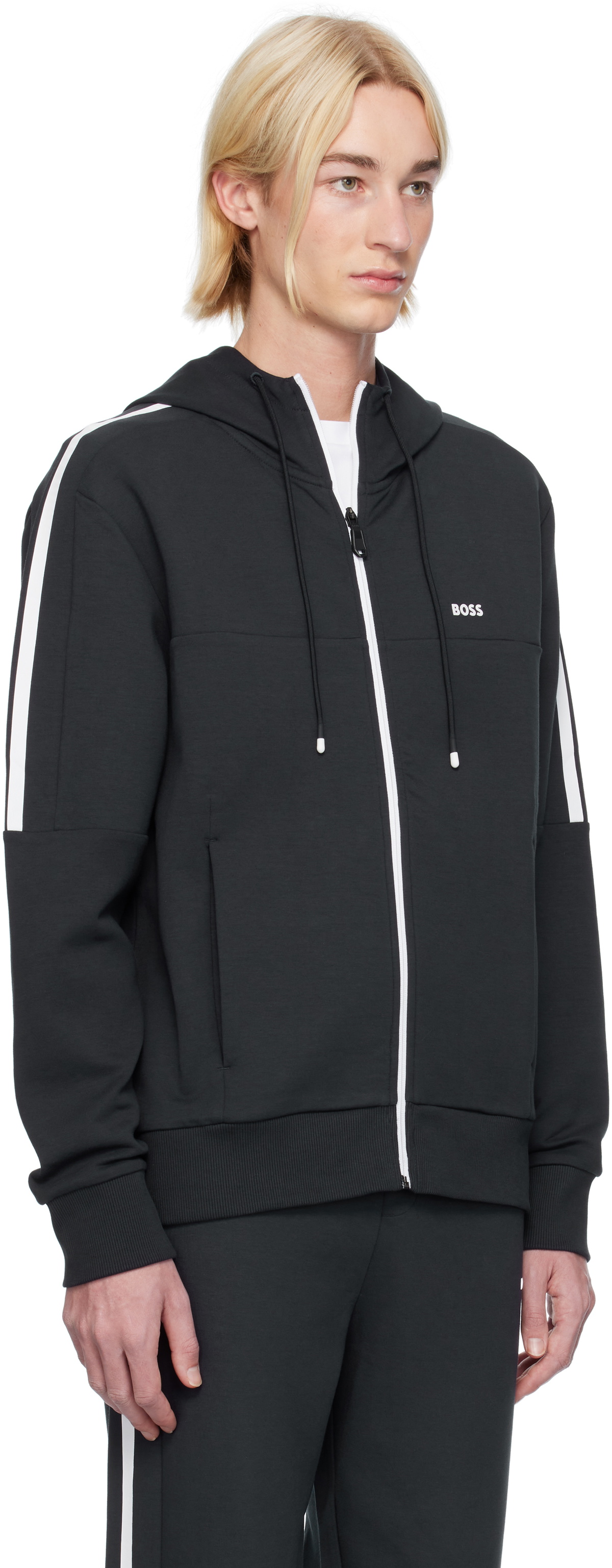BOSS Navy Zip Up Hoodie BOSS