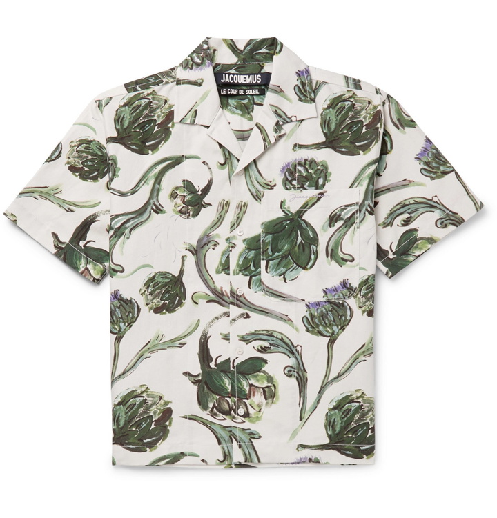 Photo: Jacquemus - La Chemise Jean Camp-Collar Printed Cotton and Linen-Blend Shirt - Green