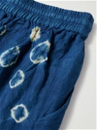 11.11/eleven eleven - Wide-Leg Tie-Dyed Cotton Drawstring Shorts - Blue