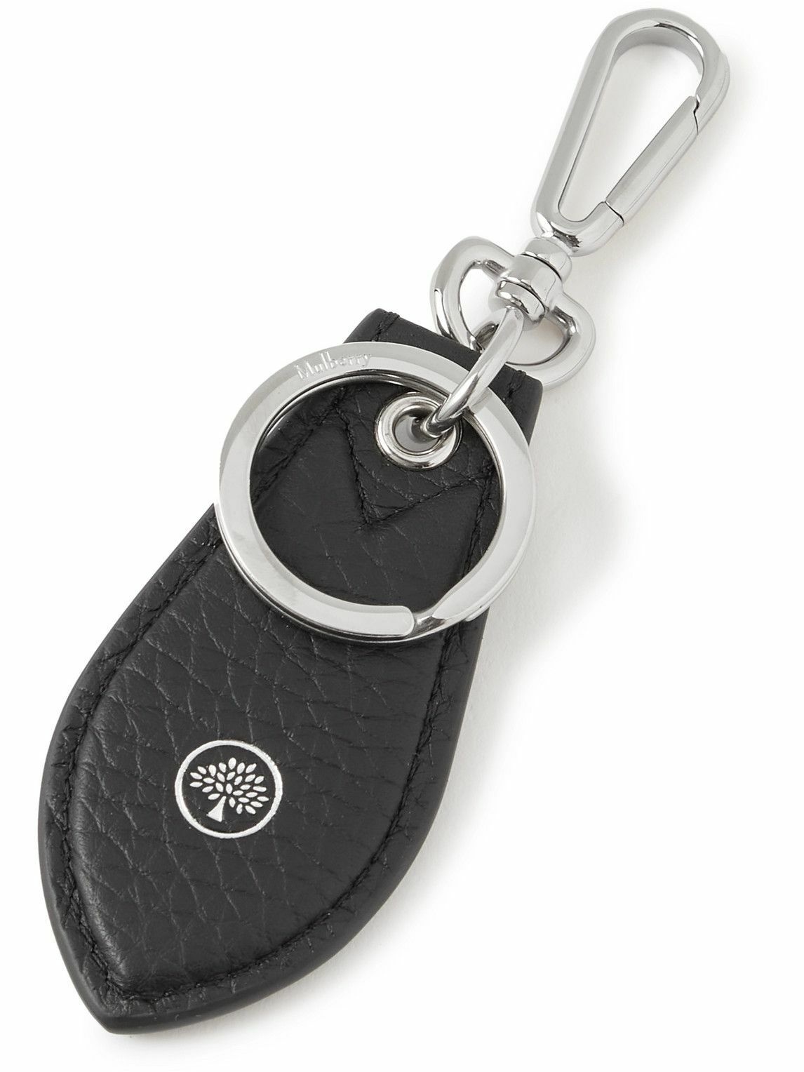 Mulberry - Logo-Embossed Full-Grain Leather and Silver-Tone Keyring ...