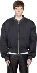 Entire Studios Gray Cropped Broad Suiting Bomber Jacket