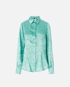 Pinko Crinkled Satin Shirt Mint Cream