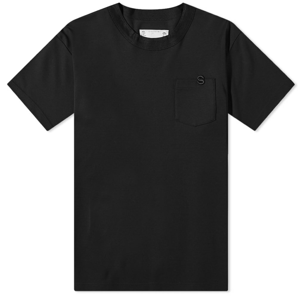 Sacai Men's S Logo Split Seam T-Shirt in Black Sacai