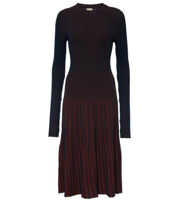 Photo: Tod's Striped ribbed-knit pleated midi dress