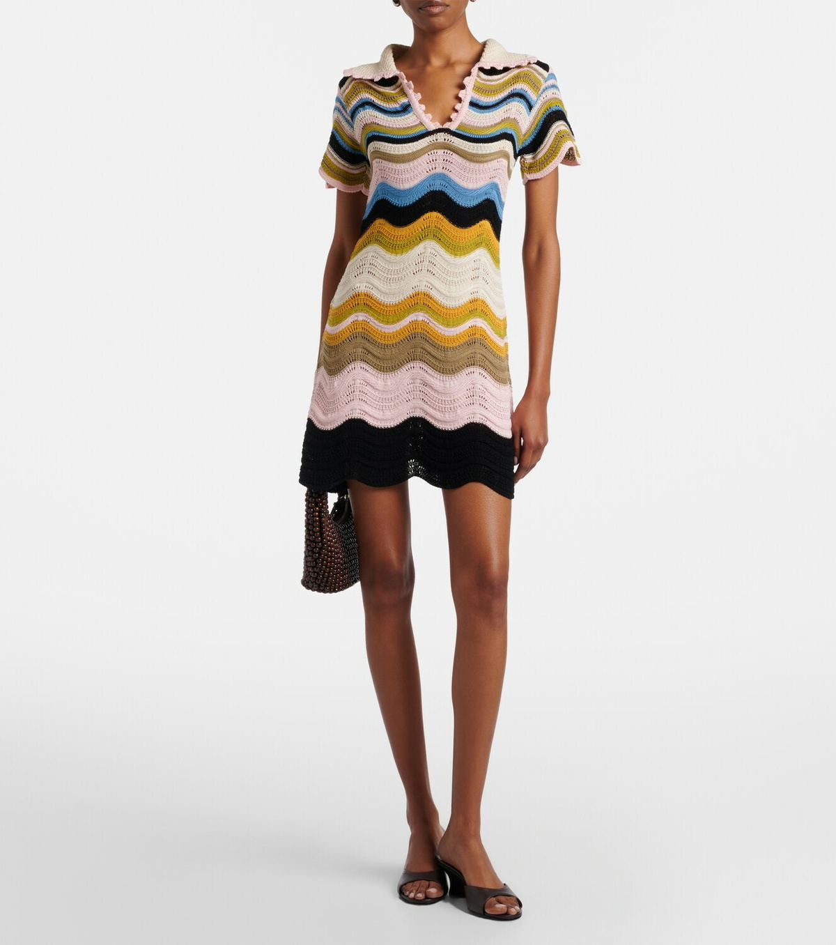 La DoubleJ Chevron crochet cotton polo dress