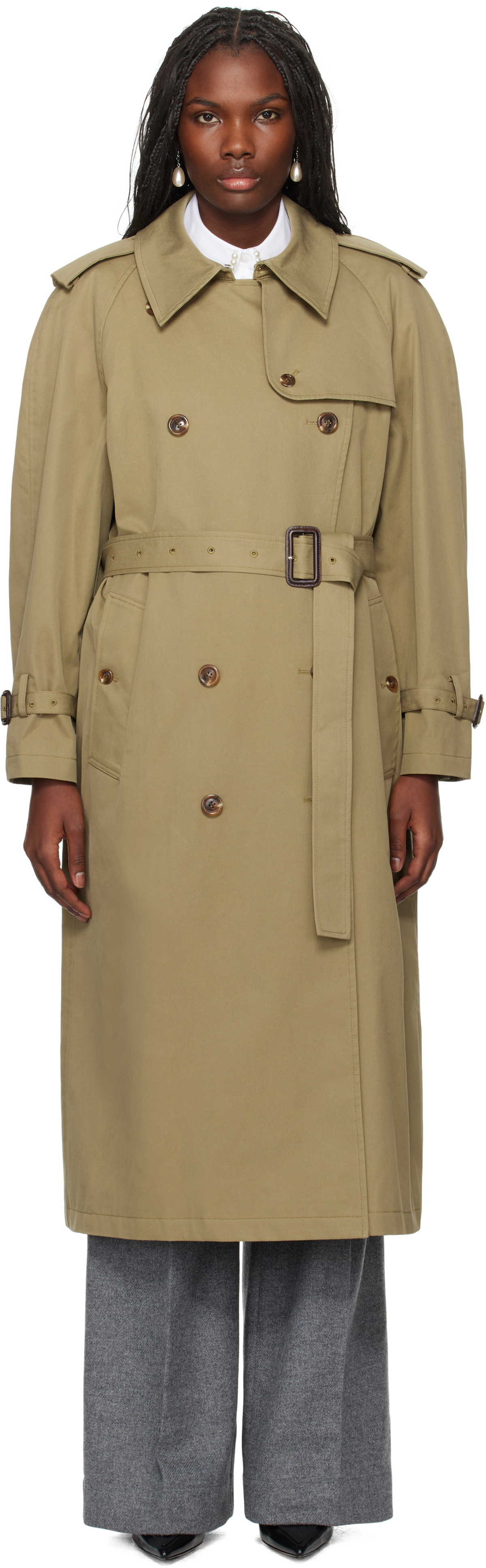 KIMHĒKIM Tan Alpaca Fringe Scarf Long Coat KIMHĒKIM