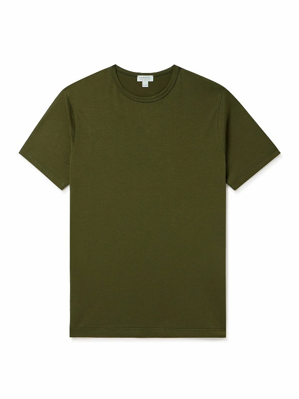 Photo: Sunspel - Slim-Fit Cotton-Jersey T-Shirt - Green