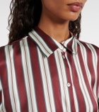 Asceno Striped silk satin pajama shirt