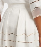 Elie Saab Organza-trimmed cotton midi skirt