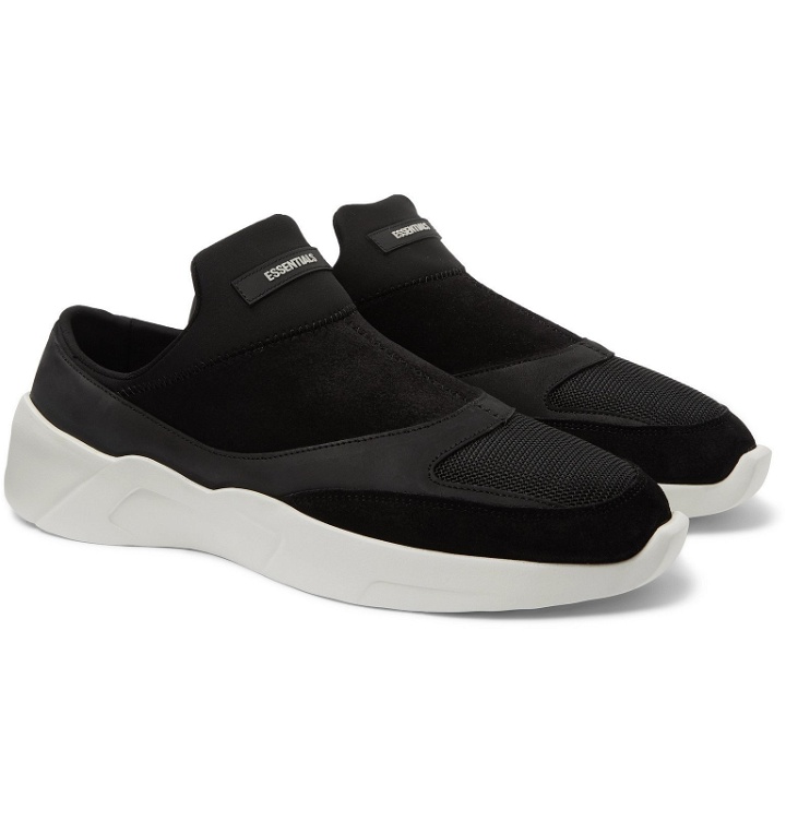 Photo: Fear Of God Essentials - Suede, Leather and Neoprene Backless Sneakers - Black