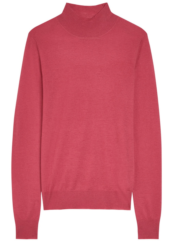 Photo: Joseph Mock-neck Cashmere top Dark Pink