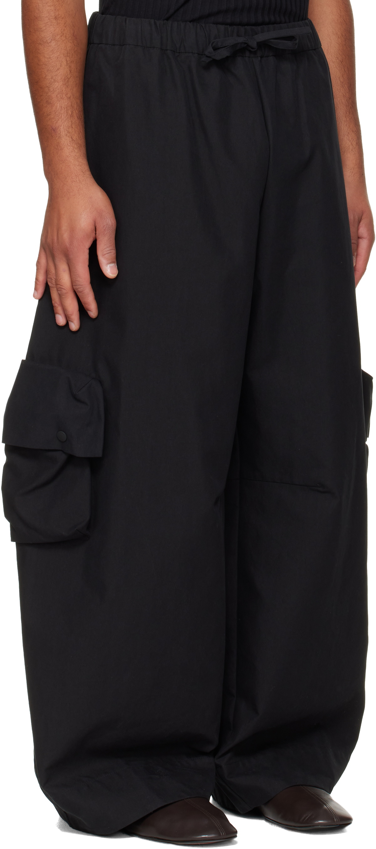 Simone Rocha Black Multi Pocket Puddle Drawstring Cargo Pants