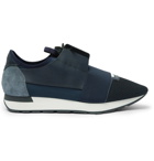 Balenciaga - Race Runner Leather, Neoprene and Mesh Sneakers - Navy