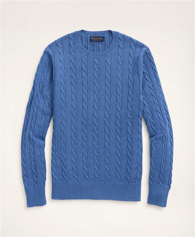 Photo: Brooks Brothers Men's Big & Tall Supima Cotton Cable Crewneck Sweater | Dark Blue Heather