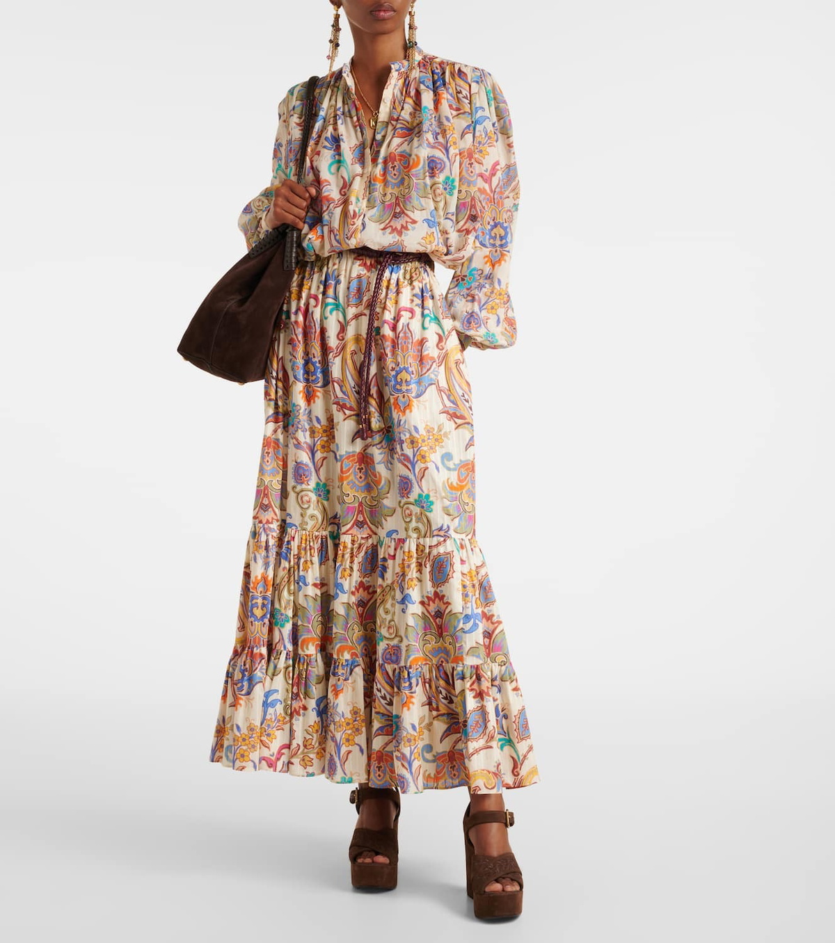 Etro Floral embroidered suede platform sandals
