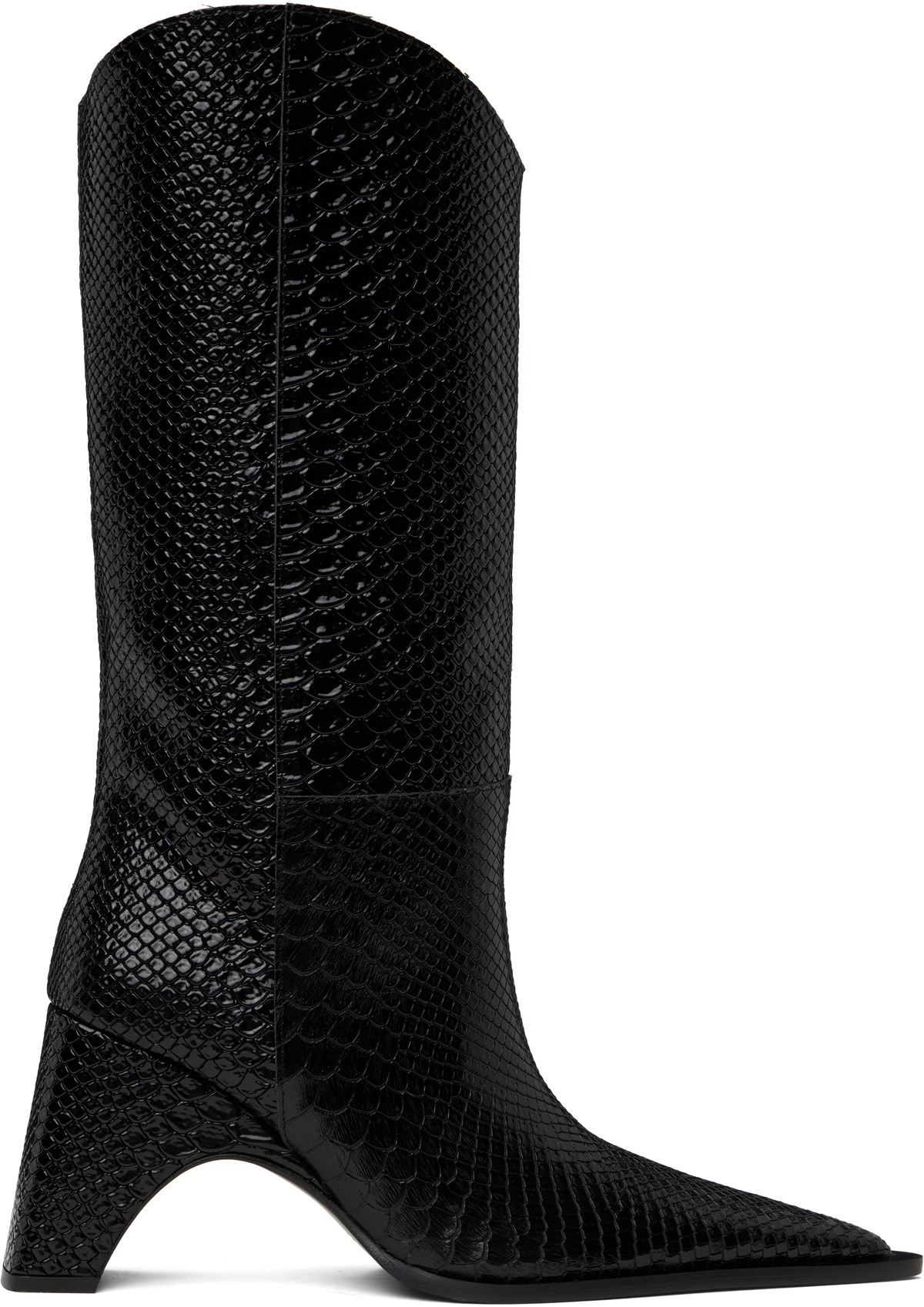 Coperni Black Python Embossed Bridge Cowboy Boots