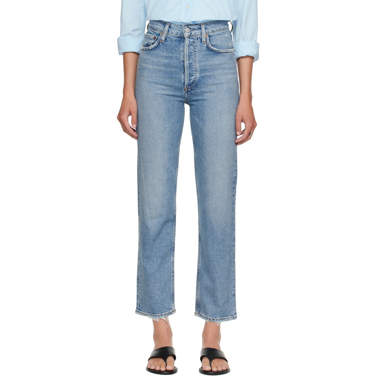 AGOLDE Blue 90's Pinch Waist Crop Jeans