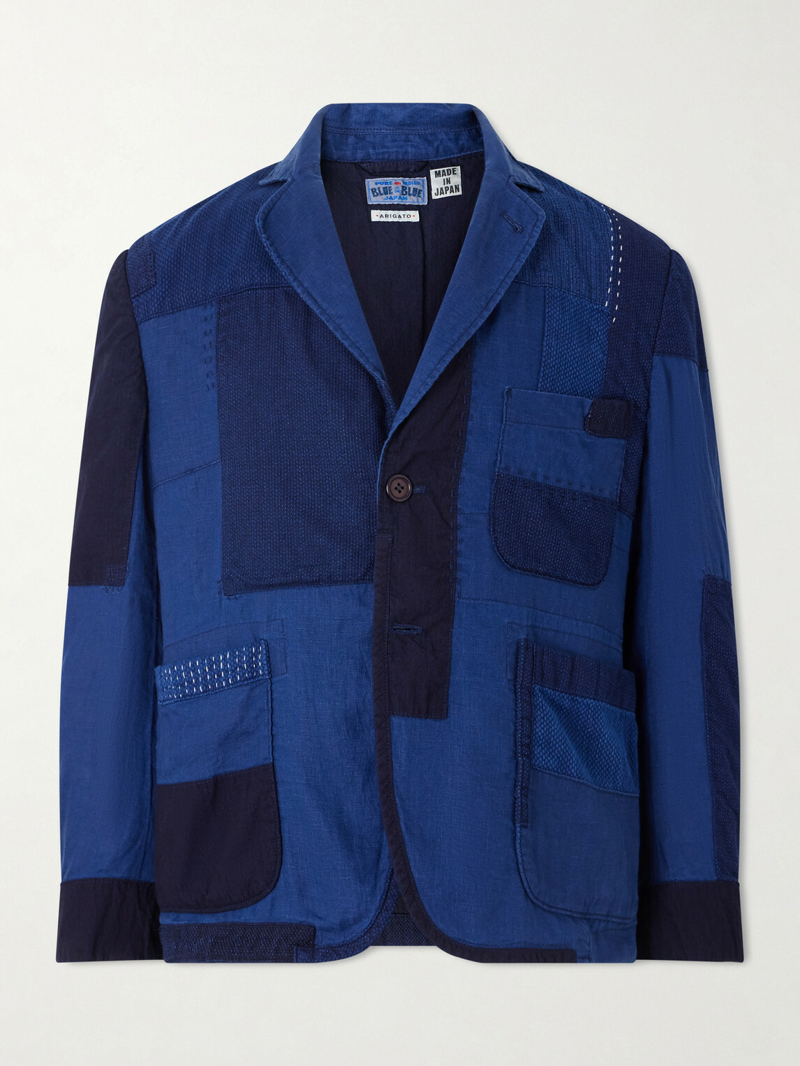 Blue Blue Japan - Nenrin Indigo-Dyed Patchwork Linen Blazer - Blue
