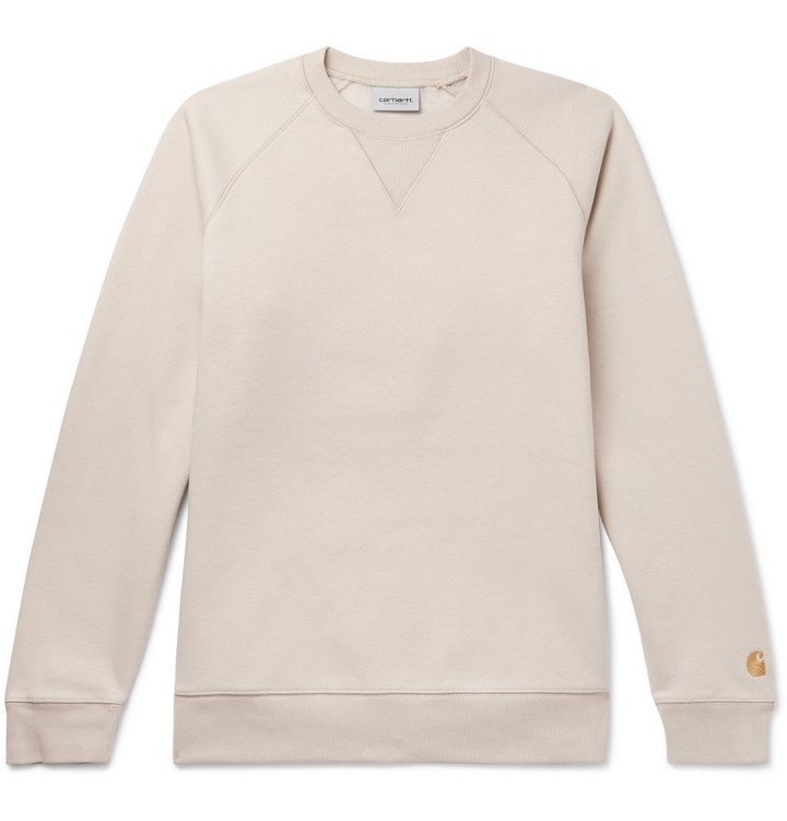 Photo: Carhartt WIP - Chase Logo-Embroidered Fleece-Back Cotton-Blend Jersey Sweatshirt - Beige