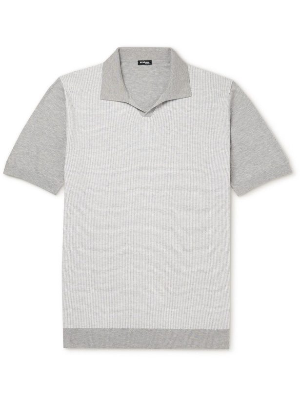 Photo: Kiton - Slim-Fit Colour-Block Cotton-Jacquard Polo Shirt - Gray