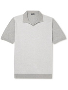 Kiton - Slim-Fit Colour-Block Cotton-Jacquard Polo Shirt - Gray