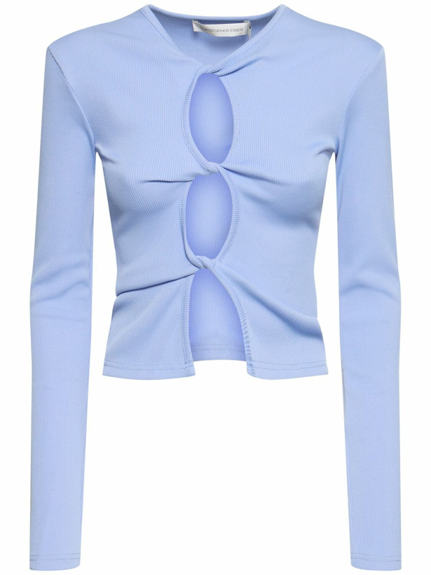 Photo: CHRISTOPHER ESBER - Twisted Side Cutout Long Sleeve Top