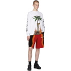 Palm Angels Black and Red Chenille Tie-Dye Shorts