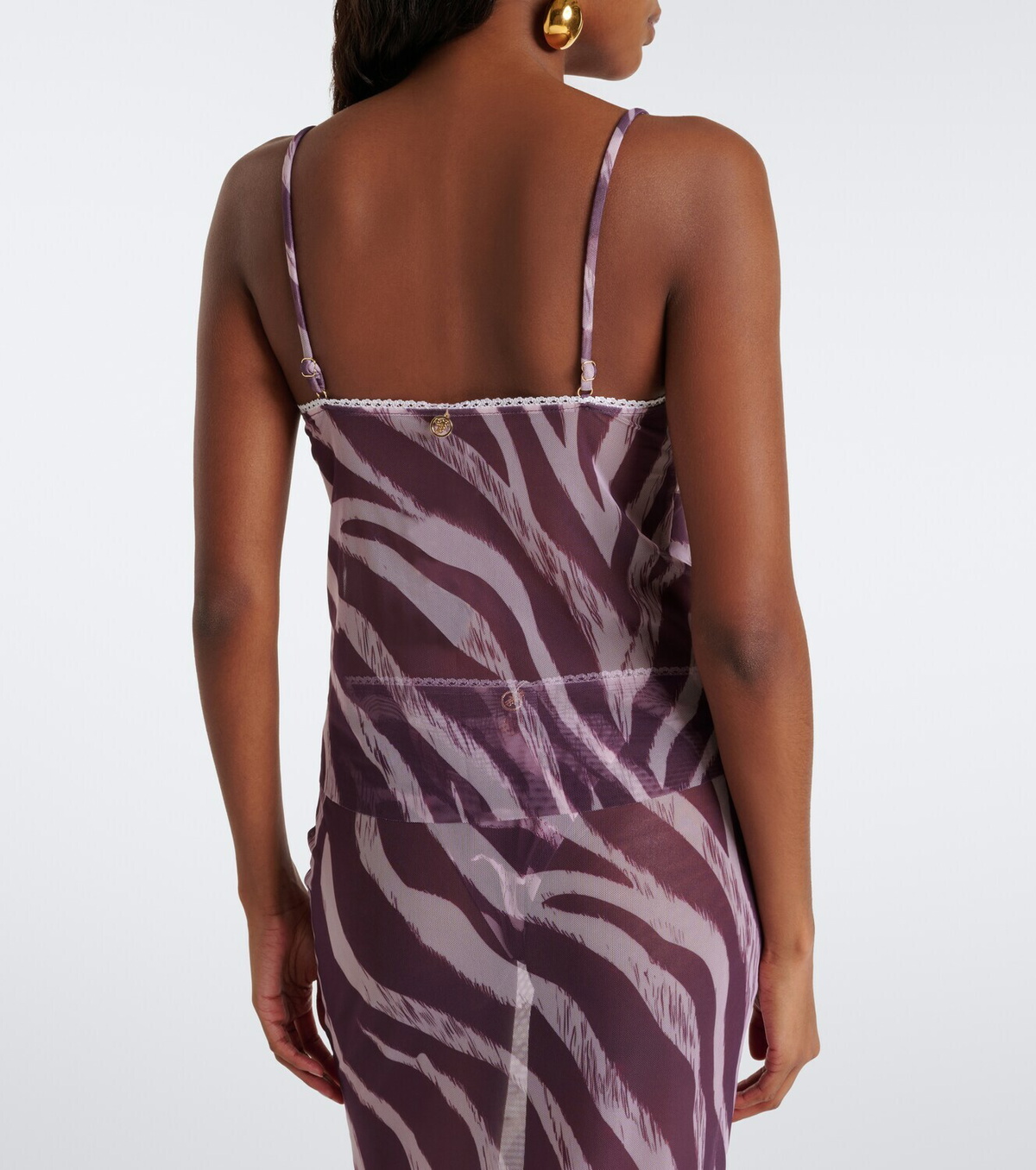 Bananhot Solay sheer lace-trimmed printed top