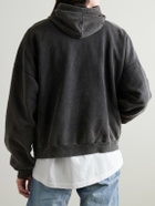Balenciaga - Logo-Print Washed Cotton-Jersey Hoodie - Gray