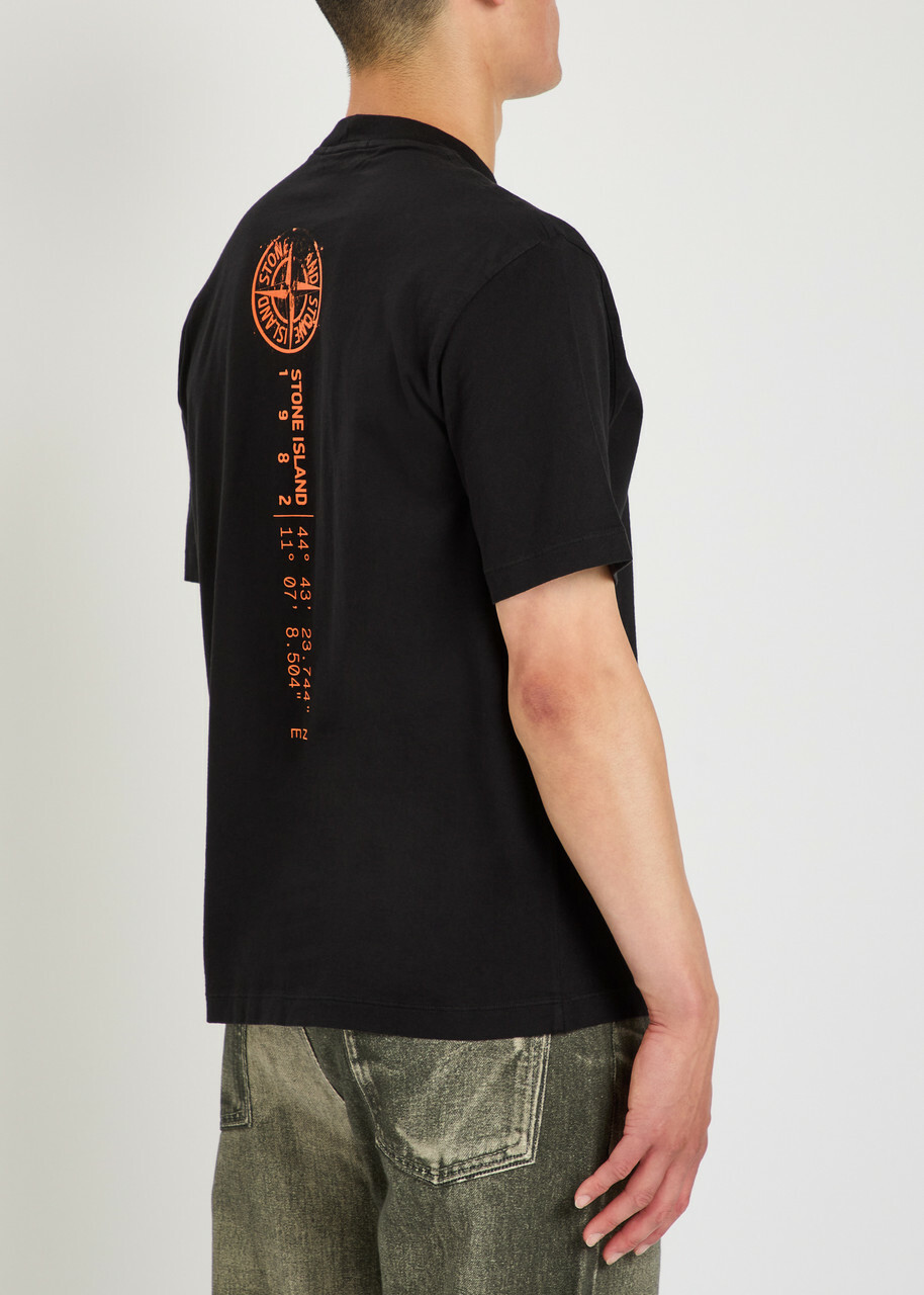 Stone Island Logo-print Cotton T-shirt Black