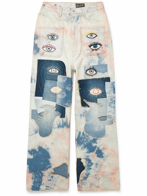 Photo: KAPITAL - Slim-Fit Patchwork Embroidered Tie-Dyed Jeans - Blue