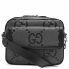 Gucci Men's GG Jumbo Leather Crossbody Bag in Black 