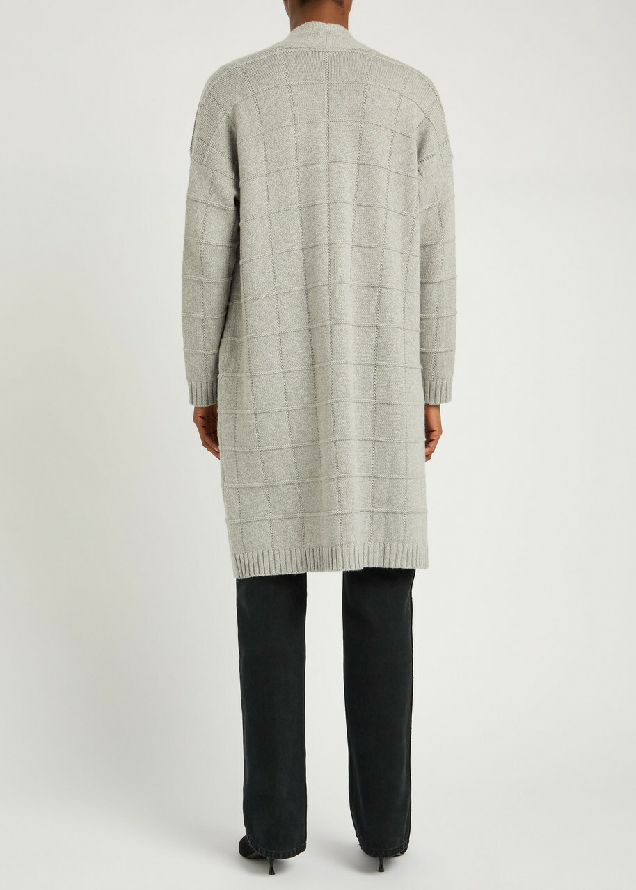 Eileen Fisher Checked Cotton and Cashmere-blend Cardigan Light Grey