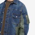 Sacai Men's Denim x MA-1 Jacket in Blue