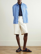 Jacquemus - Webbing-Trimmed Striped Poplin Shirt - Blue