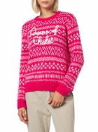 MC2 Saint Barth Woman Crewneck Soft Sweater With Fair Isle Print And Queen Of Chalet Embroidery