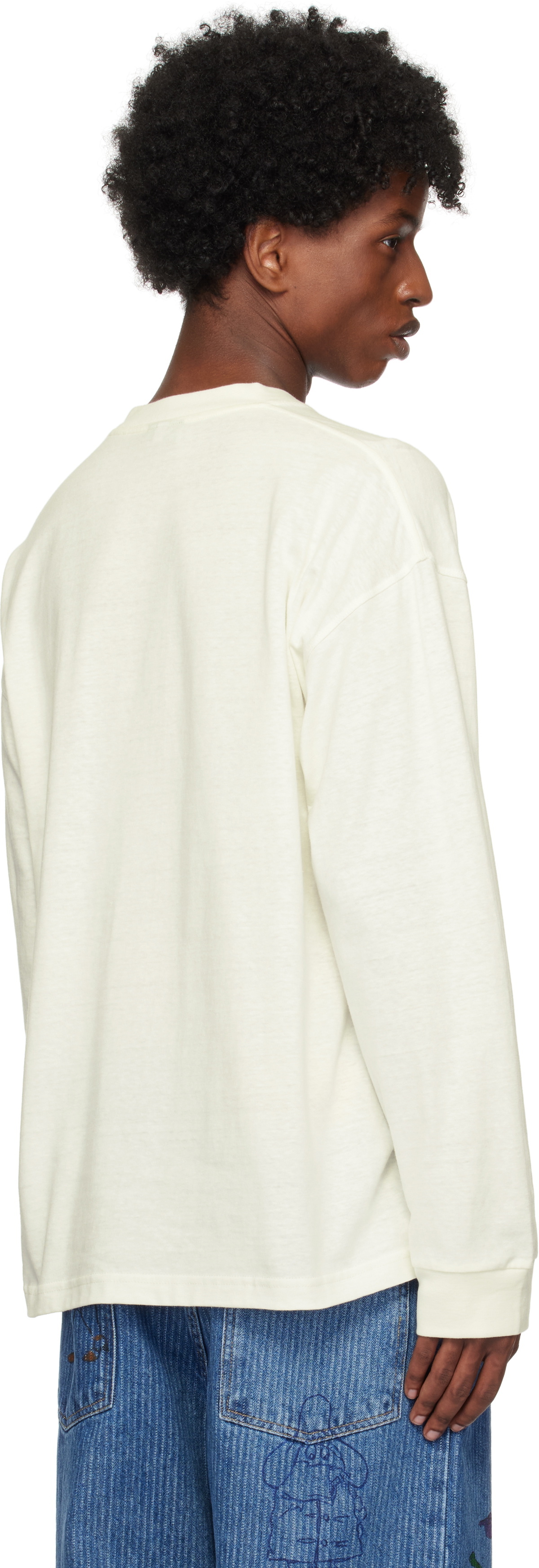 Small Talk Studio SSENSE Exclusive White Hand Drawn Leaf Graphic T-shirt