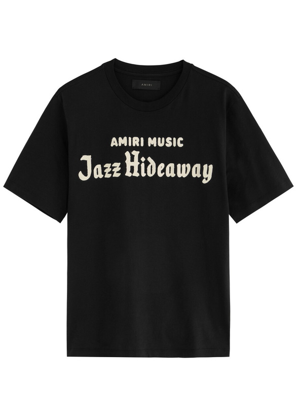 Photo: Amiri Jazz Hideaway Embroidered Cotton T-shirt Black