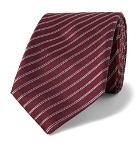 Giorgio Armani - 7cm Striped Silk-Jacquard Tie - Burgundy