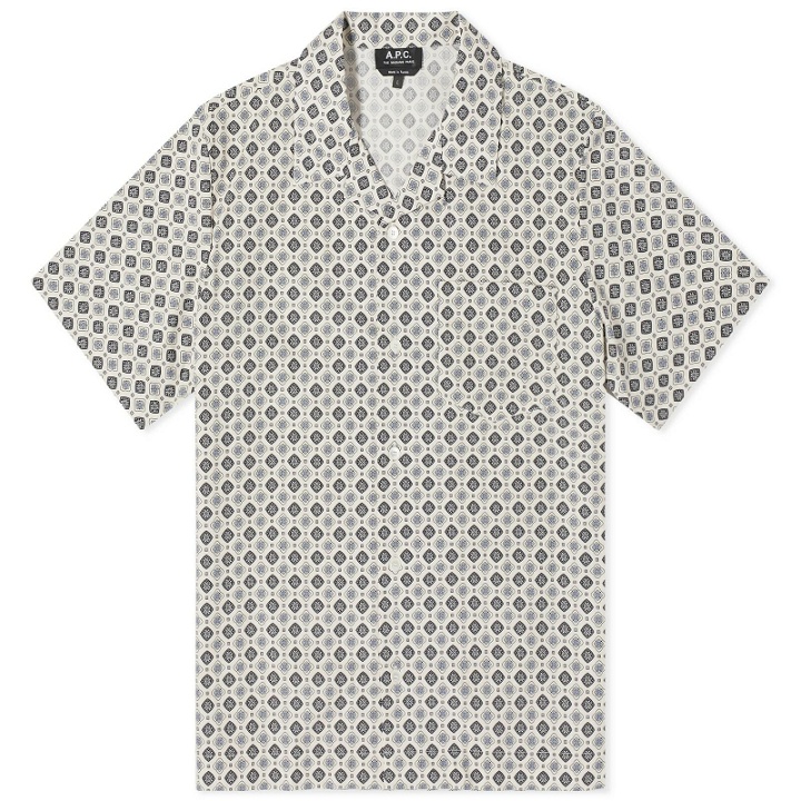 Photo: A.P.C. Men's Lloyd Geometric Vacation Shirt in Off White