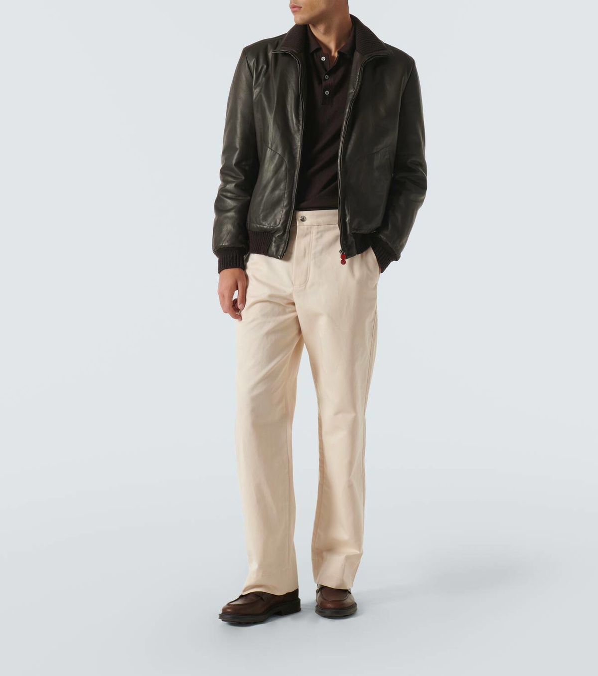 Kiton Cashmere-trimmed leather jacket