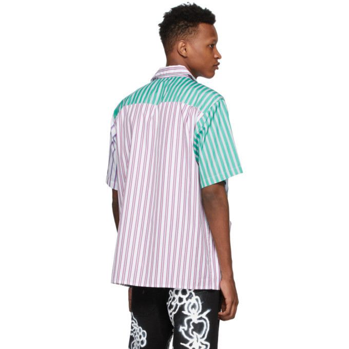 Liam Hodges Blue and White Interwoven Bowling Short Sleeve Shirt
