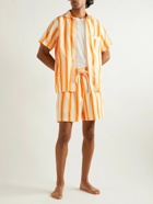 TEKLA - Striped Organic Cotton-Poplin Pyjama Shorts - Orange