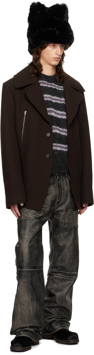 Acne Studios Gray & Purple Stripe Sweater