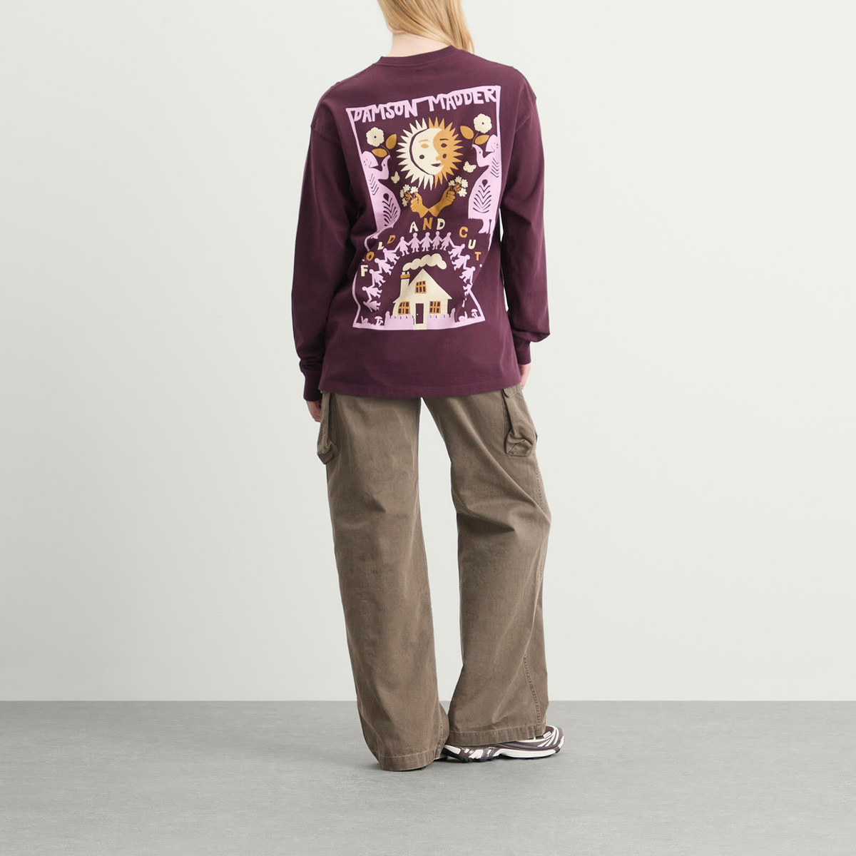 Damson Madder Women's Paper Cut Gals Long Sleeve T-Shirt in Fig